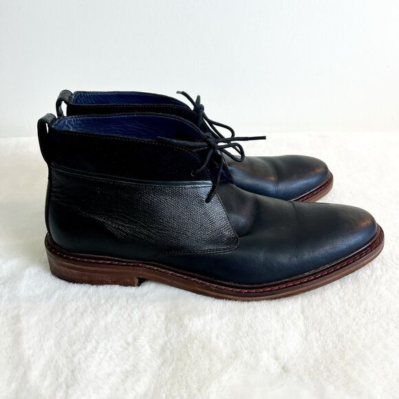 Cole Haan Colton Chukka Ankle Boots Black Leather Lace Up Men's 10